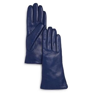 Blue Leather Cashmere-Lined Gloves - Medium